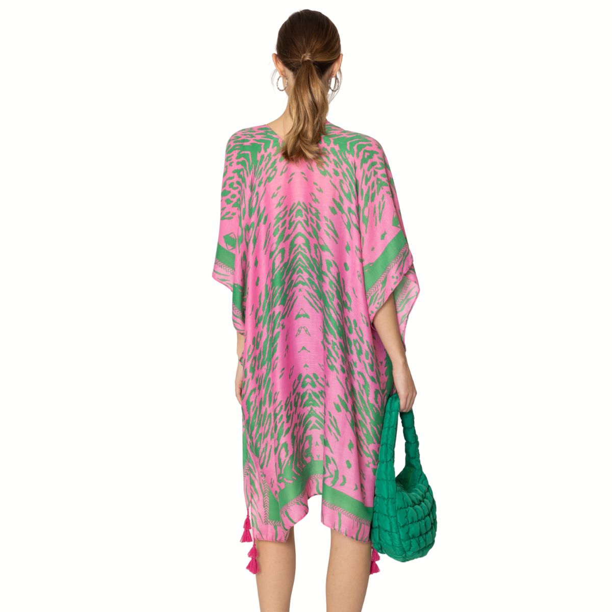 Kimono Animal Print Pink and Green for Women - Premium Wholesale Fashion Accessories from Pinktown - Just $24! Shop now at chiquestyles