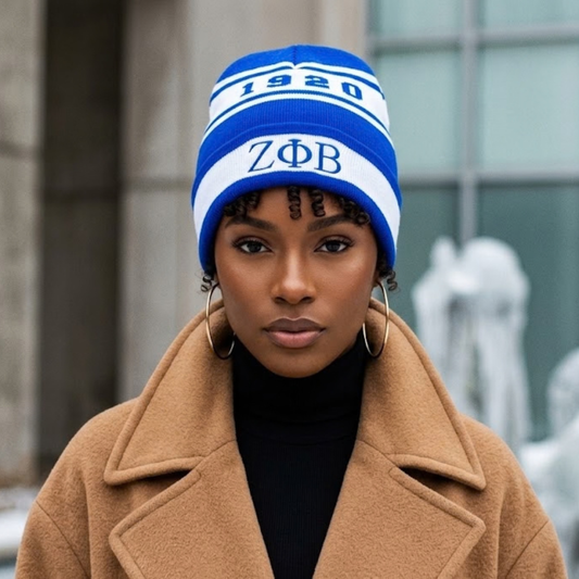 ZPB Sorority Blue White Stripe Fold Beanie Hat