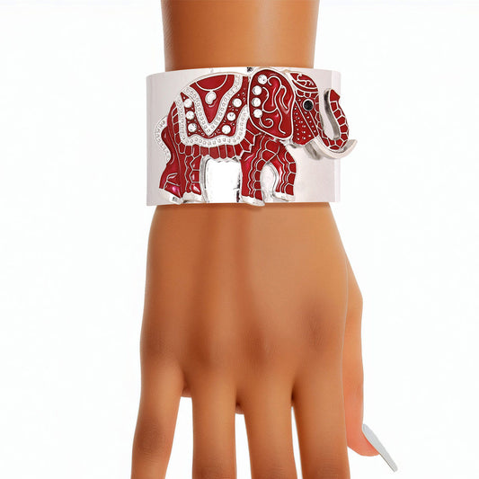 Bracelet DST Red Elephant Tribal Cuff for Women - Premium Wholesale Jewelry from Pinktown - Just $14! Shop now at chiquestyles