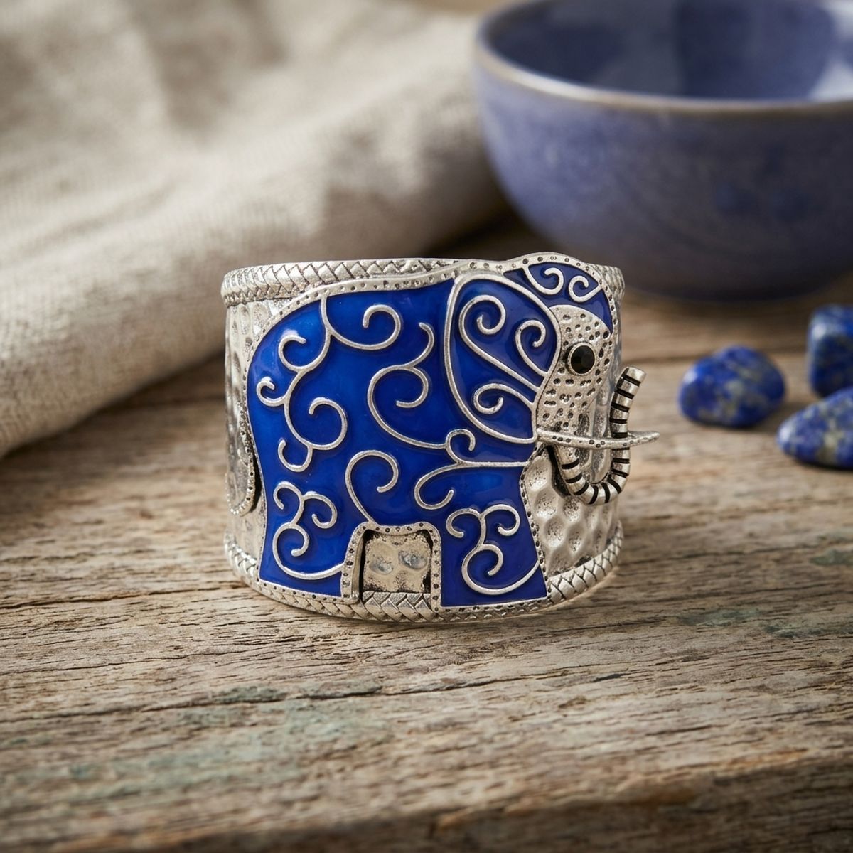 Full Blue Elephant Cuff