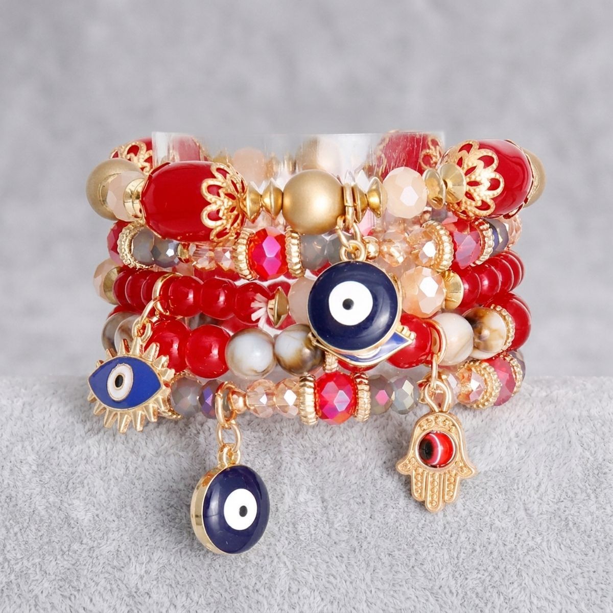 Red Glass Bead Evil Eye Bracelets