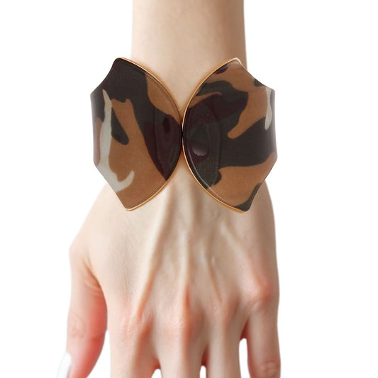 Cuff Camouflage Print Pointed Hinge Bracelet Women