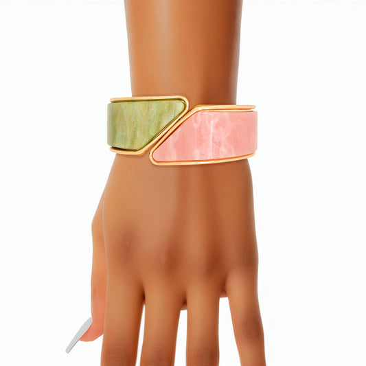 Bracelet AKA Marbled Pink Green Cuff for Women - Premium AKA Sorority Paraphernalia from Pinktown - Just $14! Shop now at chiquestyles