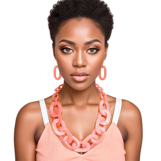 Necklace Retro Long Marbled Pink Set for Women - Premium Wholesale Jewelry from Pinktown - Just $14! Shop now at chiquestyles
