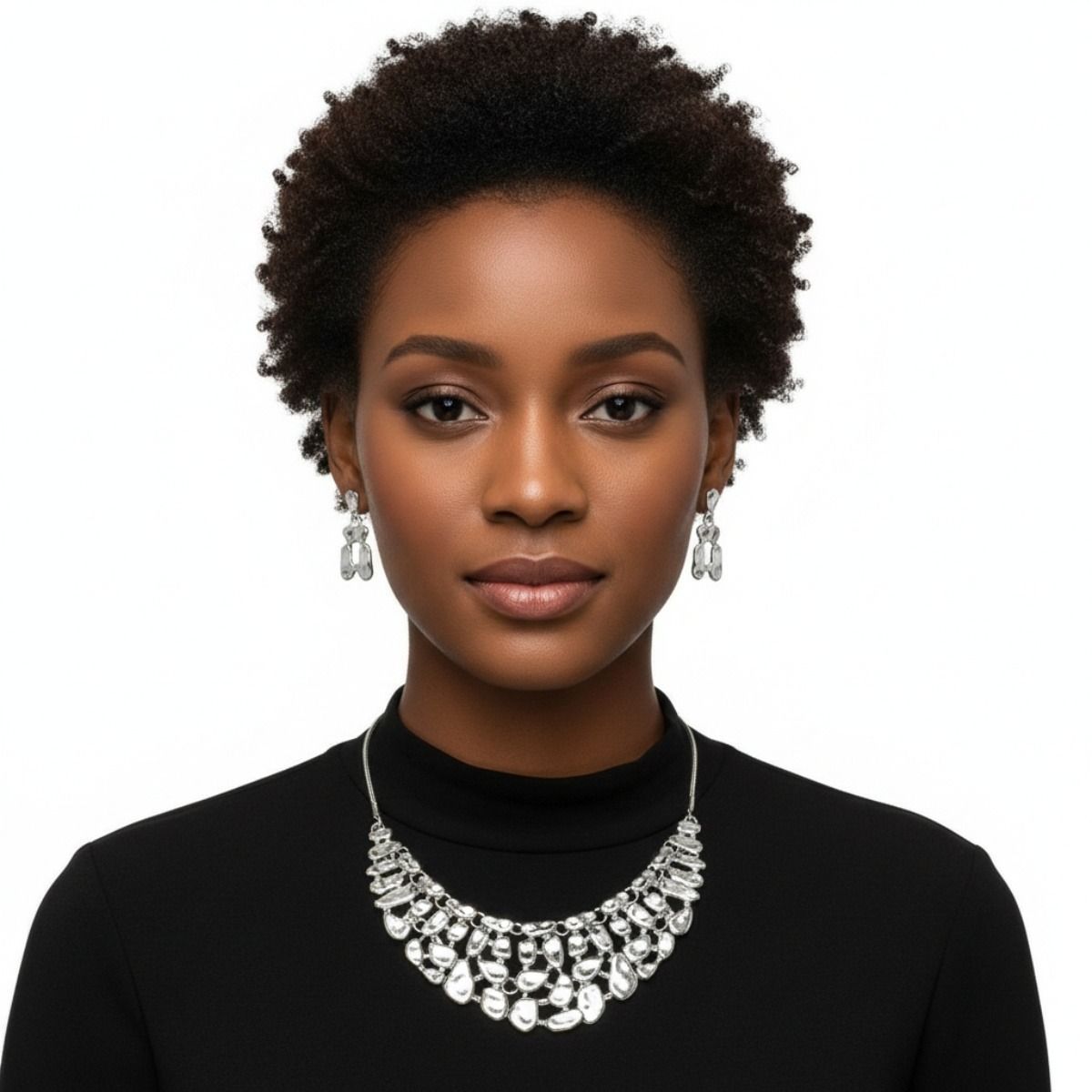 Silver Metal Link Collar Set