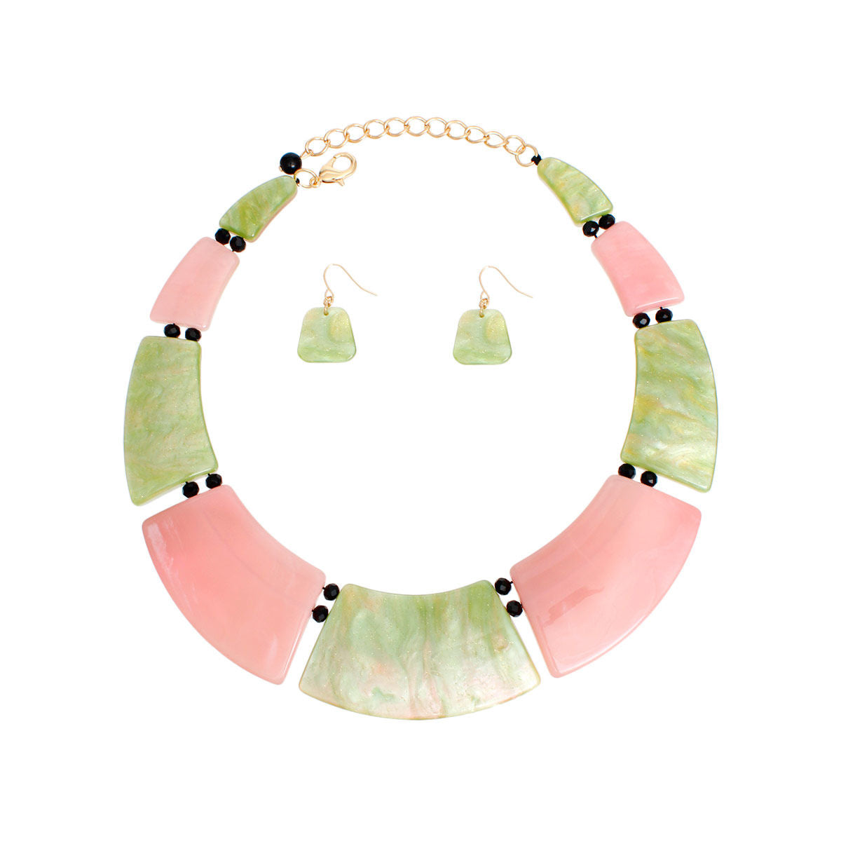 AKA Necklace Pink Green Plate Collar for Women - Premium Wholesale Jewelry from Pinktown - Just $25! Shop now at chiquestyles