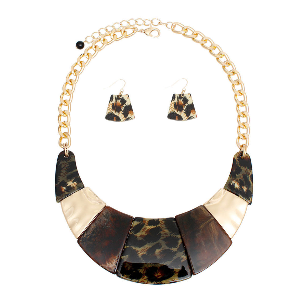 Necklace Marbled Leopard Bib and Chain for Women - Premium Wholesale Jewelry from Pinktown - Just $23! Shop now at chiquestyles
