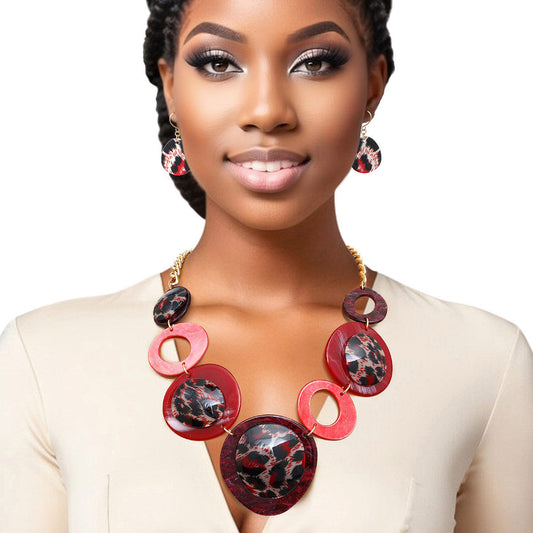 Necklace Marbled Red Leopard Links for Women - Premium Wholesale Jewelry from Pinktown - Just $23! Shop now at chiquestyles