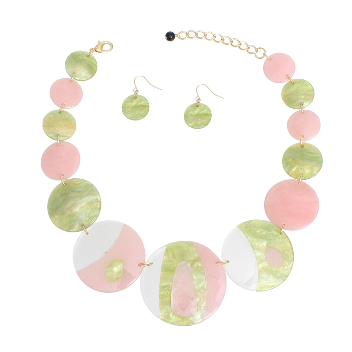 AKA Necklace Pink Green Disc Collar for Women - Premium Wholesale Jewelry from Pinktown - Just $22! Shop now at chiquestyles