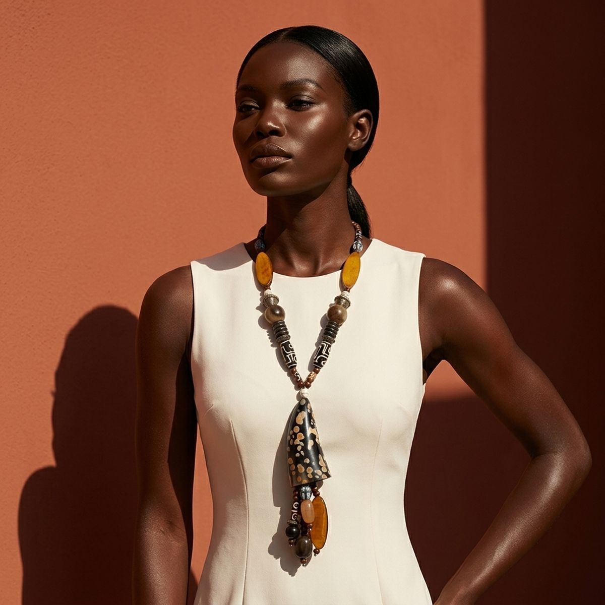 Handcrafted Real Buffalo Horn & Wood Bead Necklace