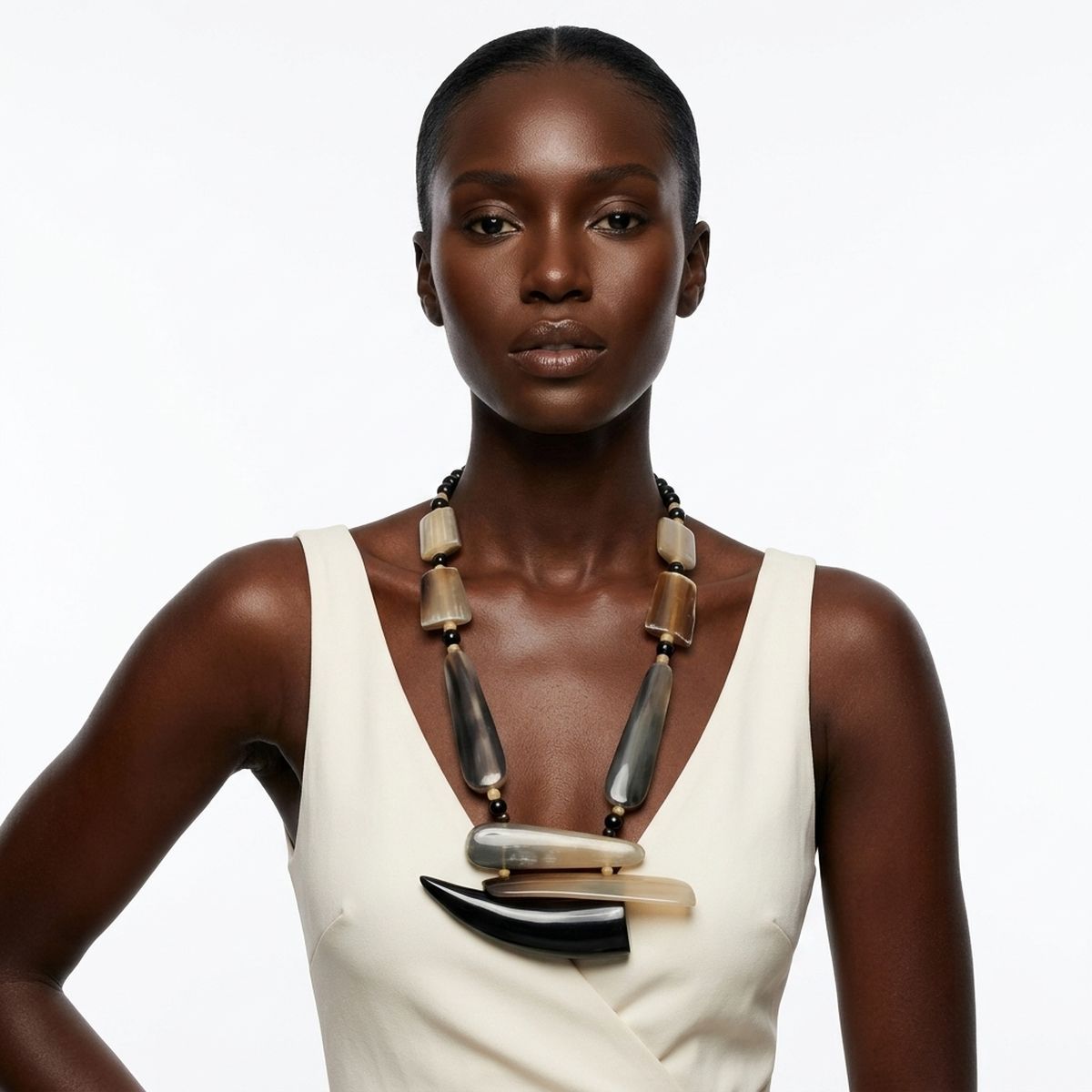 Handcrafted Geo Buffalo Horn Pendant Necklace