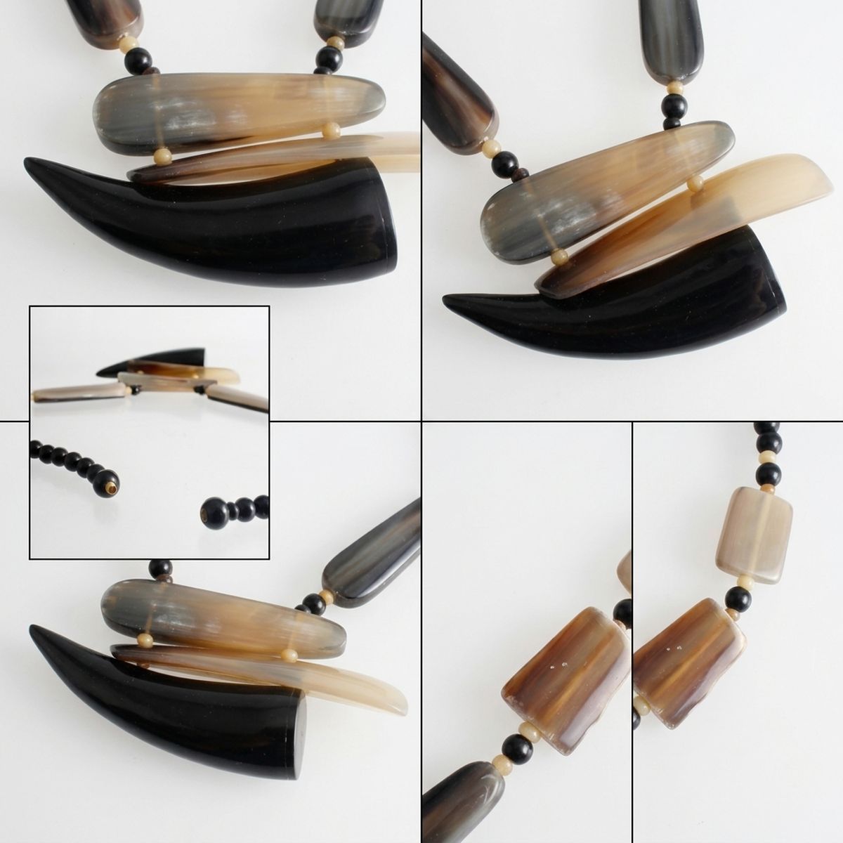 Handcrafted Geo Buffalo Horn Pendant Necklace