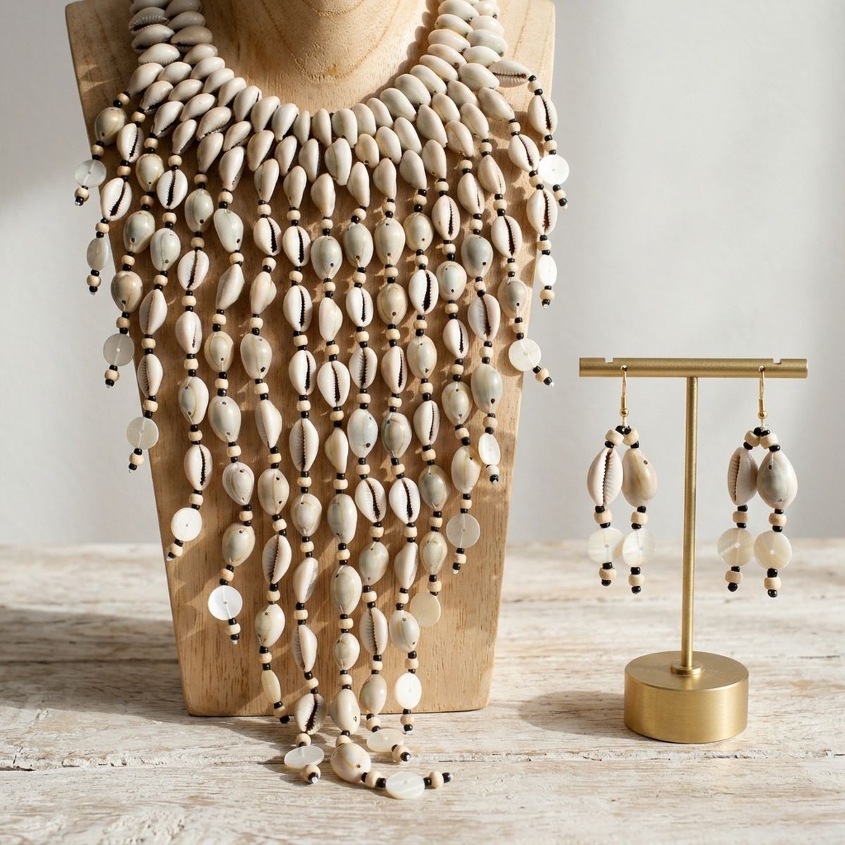Handcrafted Cowrie Shell Large Bib Necklace