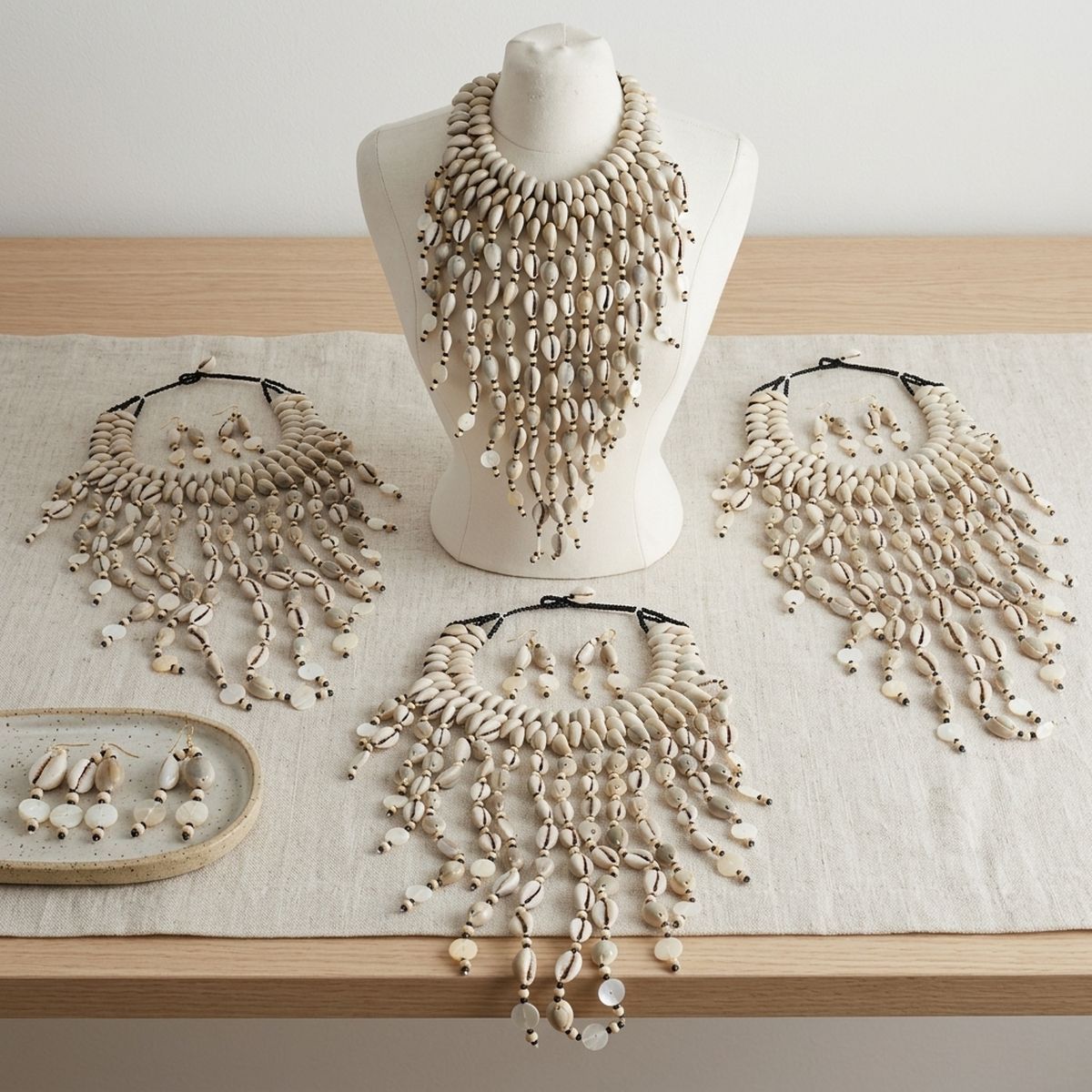 Handcrafted Cowrie Shell Large Bib Necklace