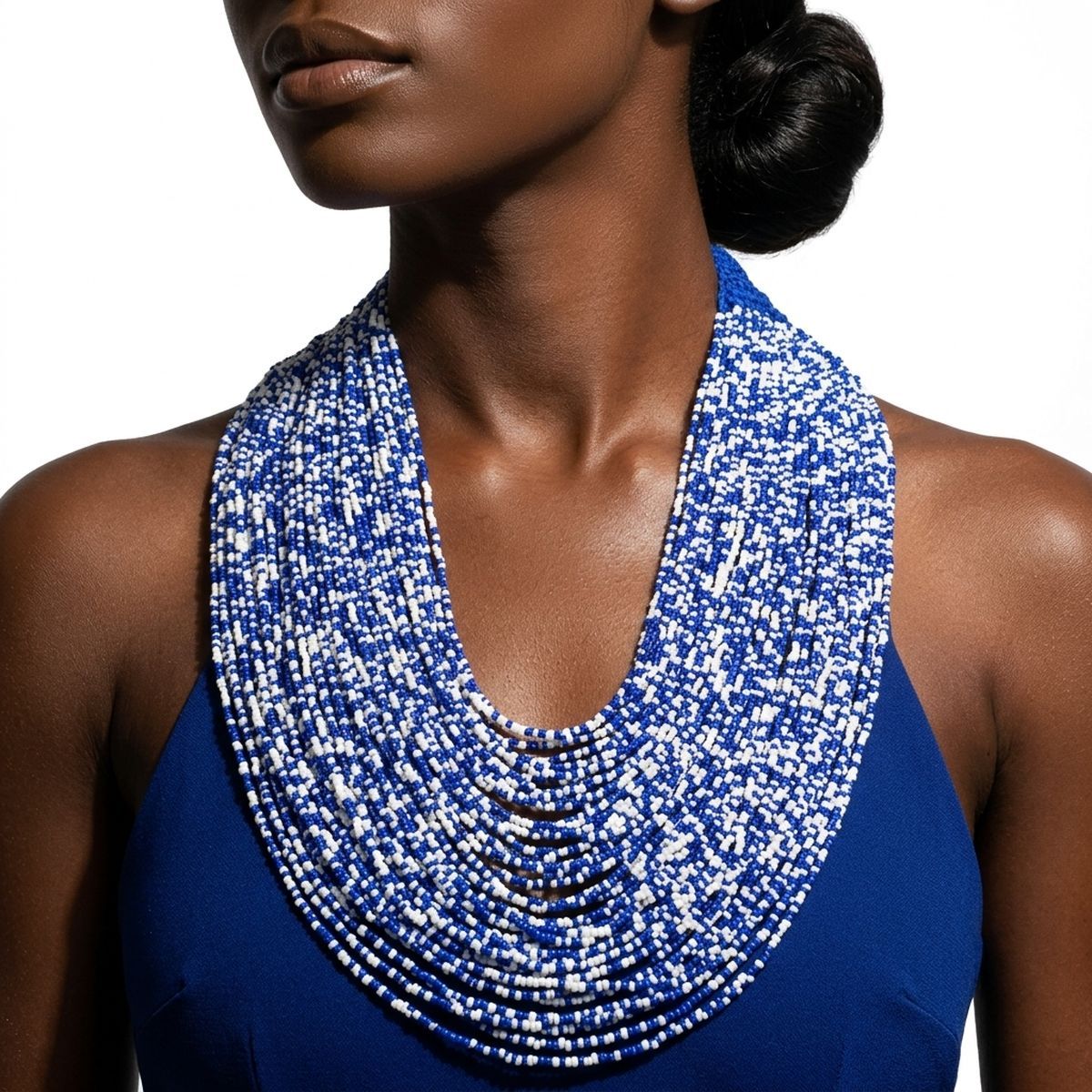 ZPB Mixed Blue & White 100 Strand Bead Necklace