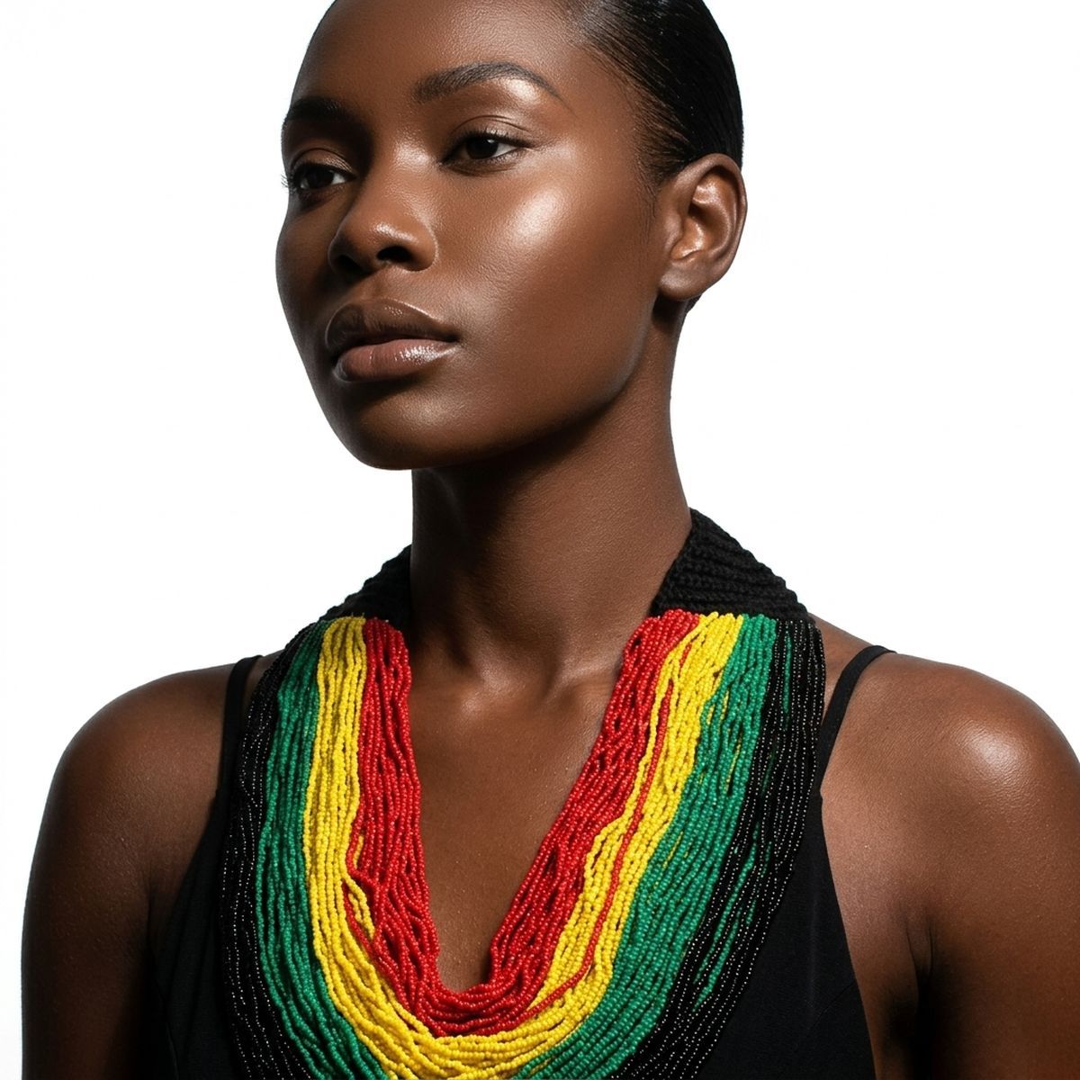 Pan-African Flag Colorblock 100 Strand Necklace