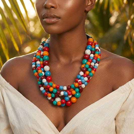 Cracked Multi Color Buffalo Horn Necklace