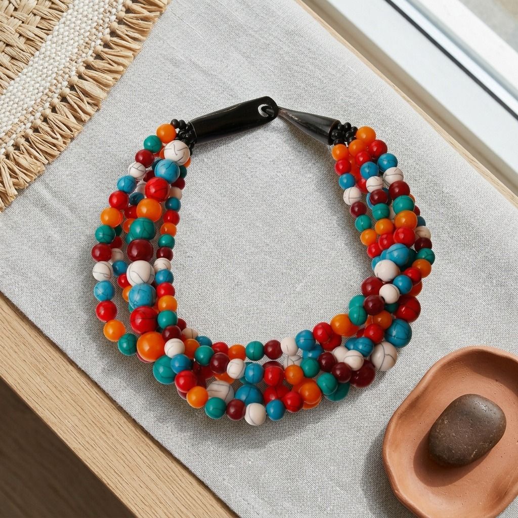 Cracked Multi Color Buffalo Horn Necklace