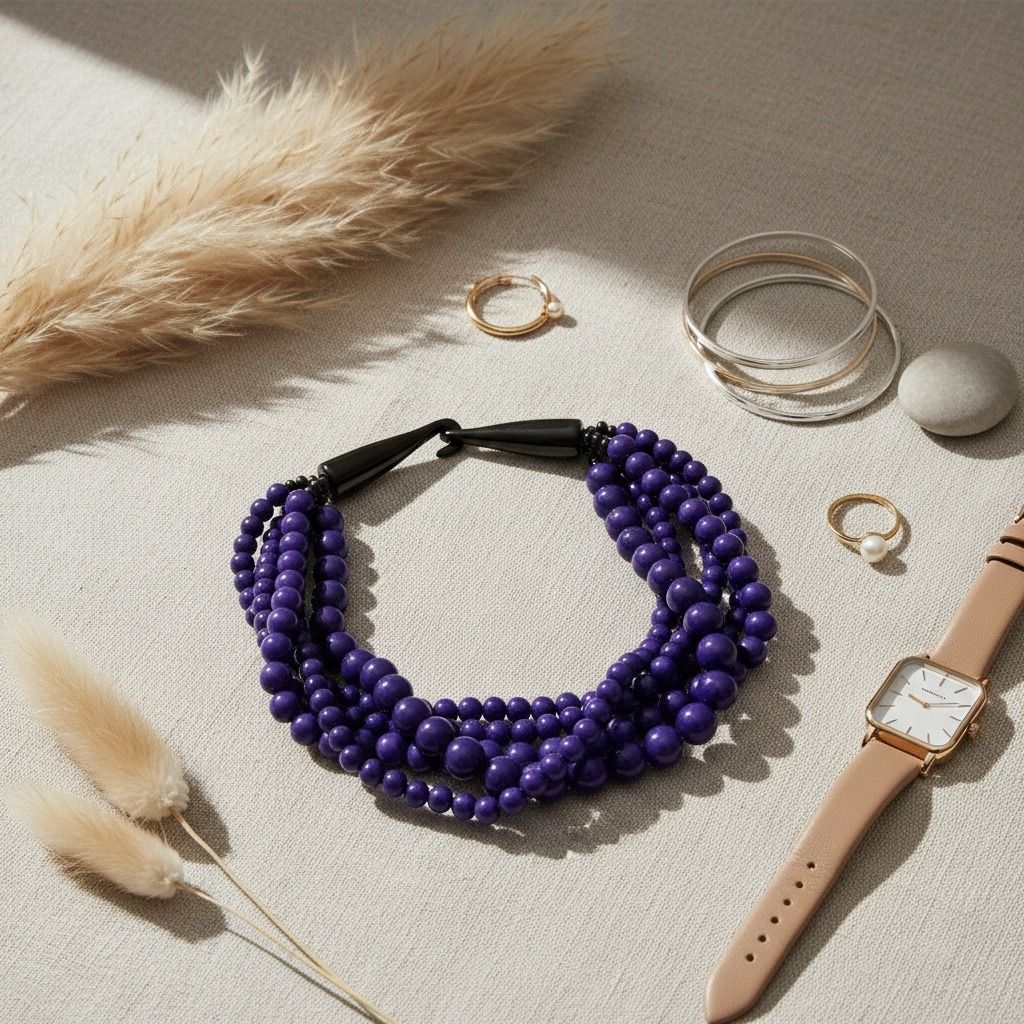 Blue Bead Buffalo Horn Hook Necklace