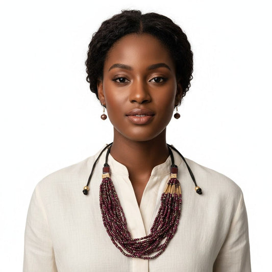 Purple Bead and Cord Set