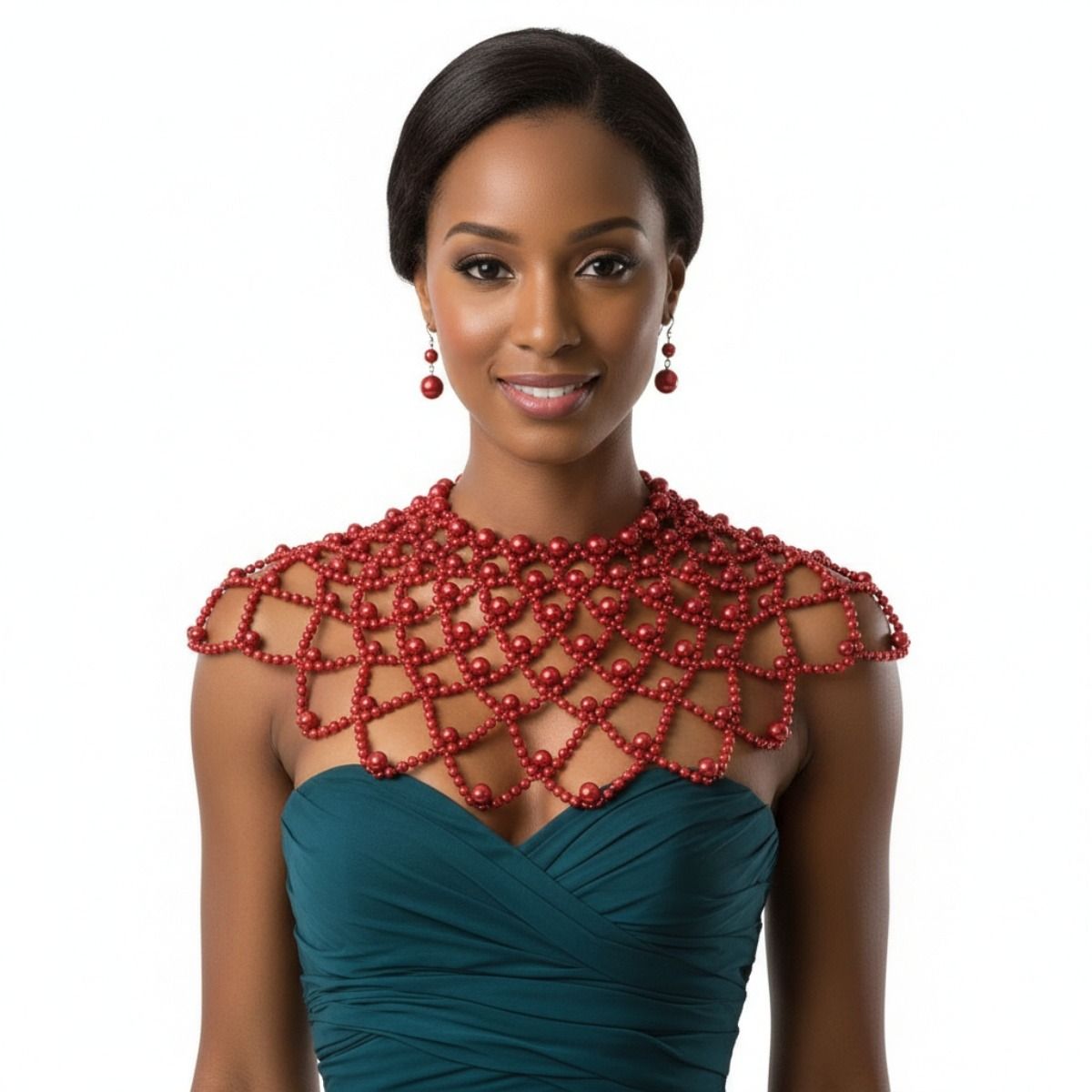 Burgundy Pearl Choker Cape