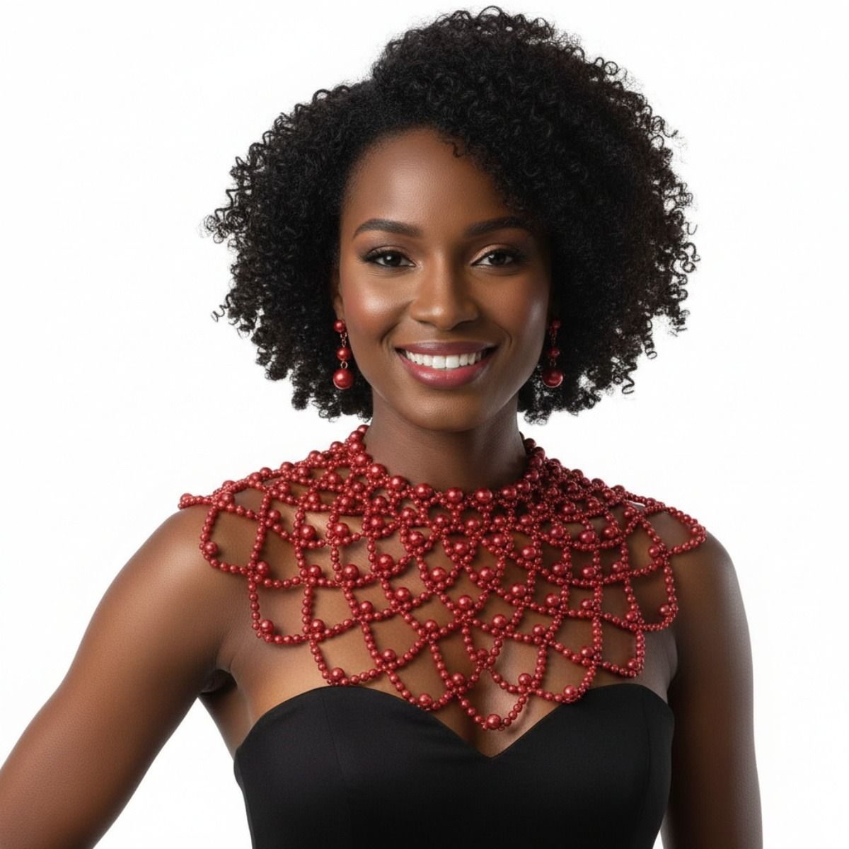 Burgundy Pearl Choker Cape