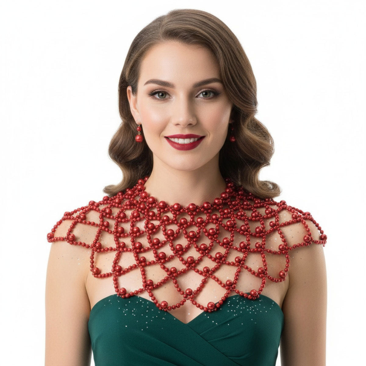 Burgundy Pearl Choker Cape