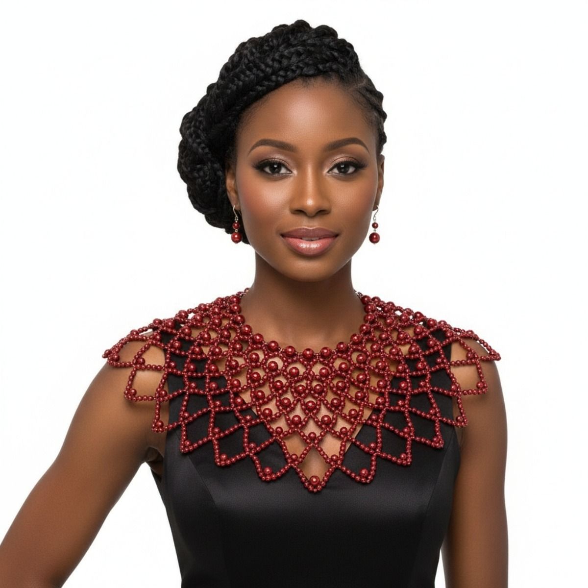 Burgundy Pearl Choker Cape