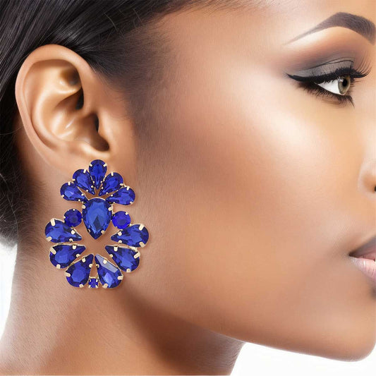 Stud Royal Blue Teardrop Gold Earrings for Women - Premium Wholesale Jewelry from Pinktown - Just $12! Shop now at chiquestyles