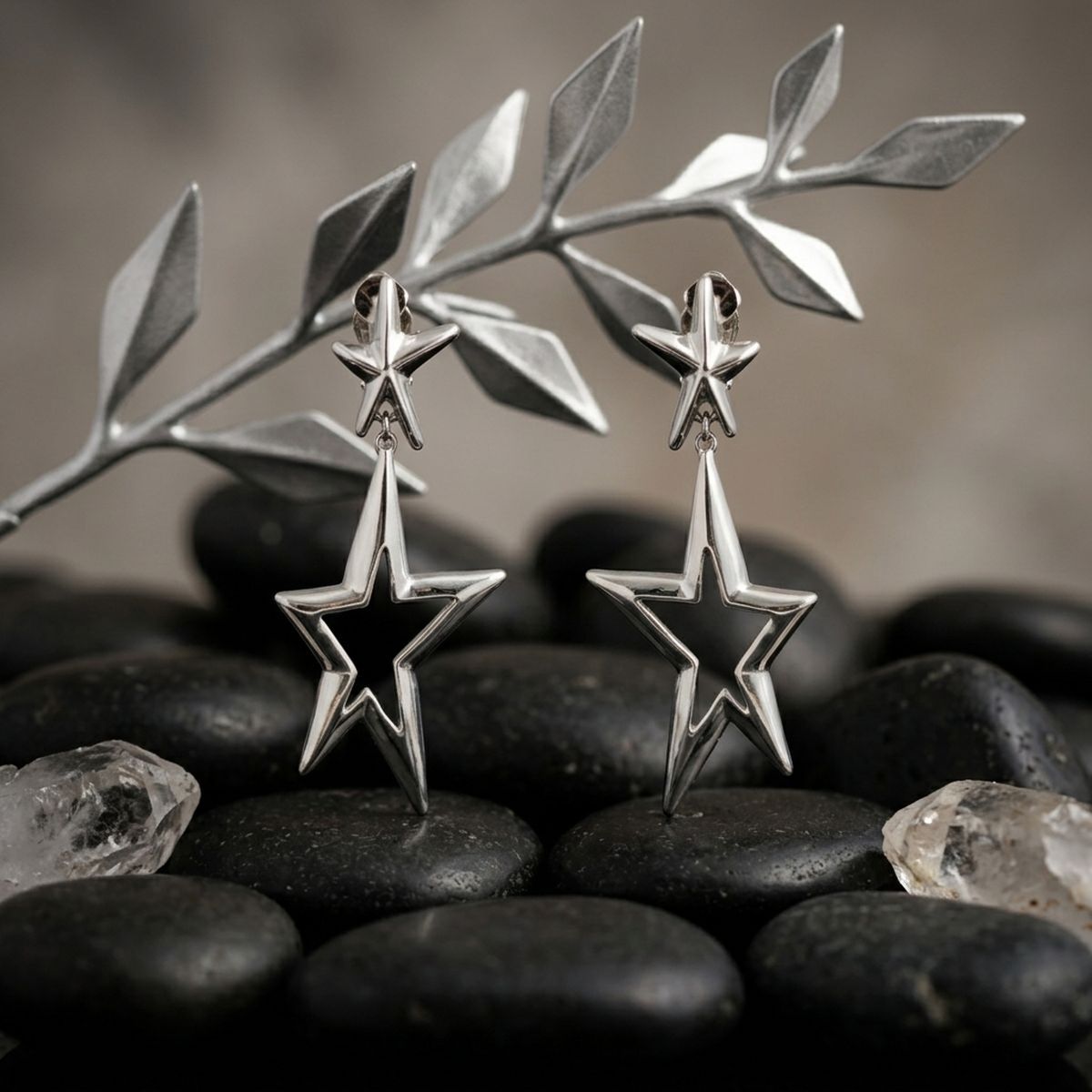 AKA Silver Star Irregular Shape Clip On Earrings