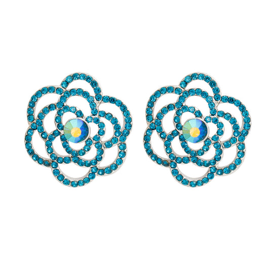 Stud Blue Rose Cutout Small Earrings for Women - Premium Wholesale Jewelry from Pinktown - Just $8! Shop now at chiquestyles