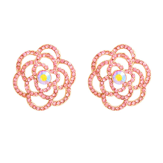 Stud Pink Rose Cutout Small Earrings for Women - Premium Wholesale Jewelry from Pinktown - Just $8! Shop now at chiquestyles