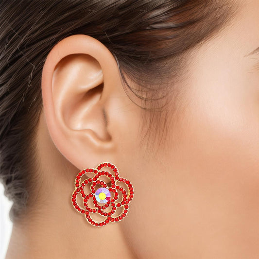 Stud Red Rose Cutout Small Earrings for Women - Premium Wholesale Jewelry from Pinktown - Just $8! Shop now at chiquestyles