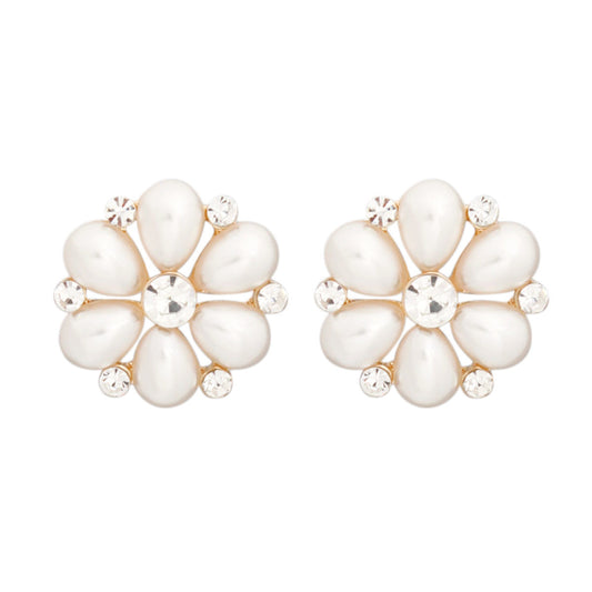 Stud Cream Flower Small Pearl Earrings for Women - Premium Wholesale Jewelry from Pinktown - Just $8! Shop now at chiquestyles
