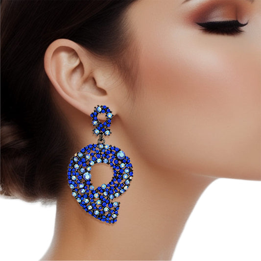 Drop Royal Blue Hematite 9 Earrings for Women - Premium Wholesale Jewelry from Pinktown - Just $10! Shop now at chiquestyles