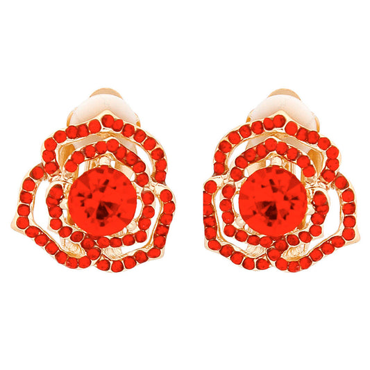 Clip On Red Rose Cutout Small Earrings for Women - Premium Wholesale Jewelry from Pinktown - Just $8! Shop now at chiquestyles