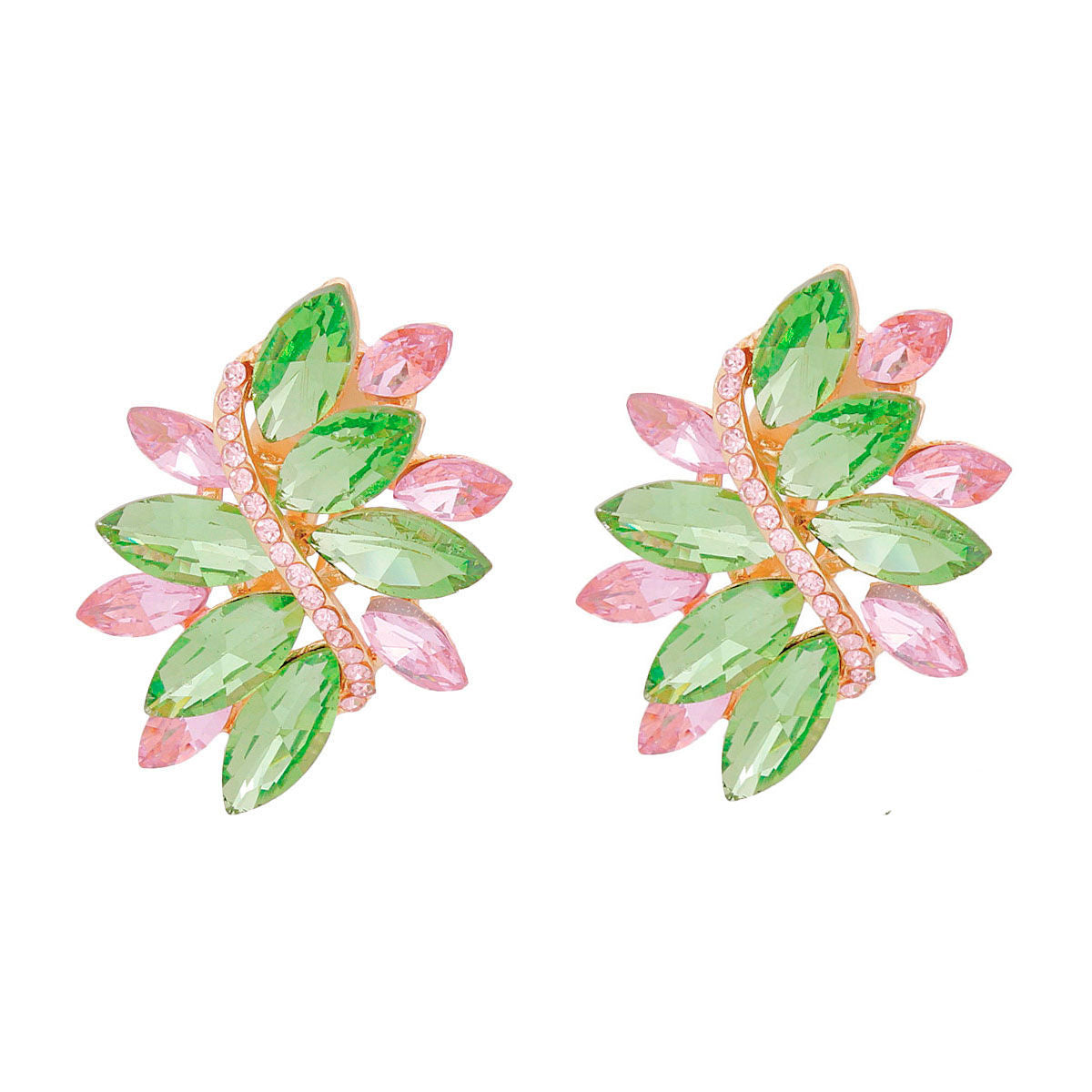 Clip On Pink Green Marquise Cluster Earrings Women - Premium Wholesale Jewelry from Pinktown - Just $11! Shop now at chiquestyles
