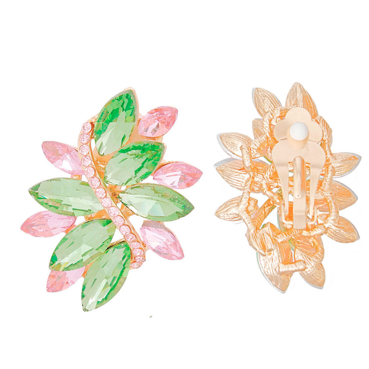 Clip On Pink Green Marquise Cluster Earrings Women - Premium Wholesale Jewelry from Pinktown - Just $11! Shop now at chiquestyles