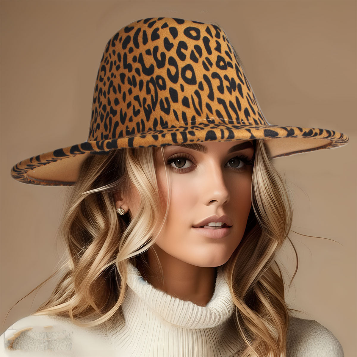 Brown Leopard Print Fedora