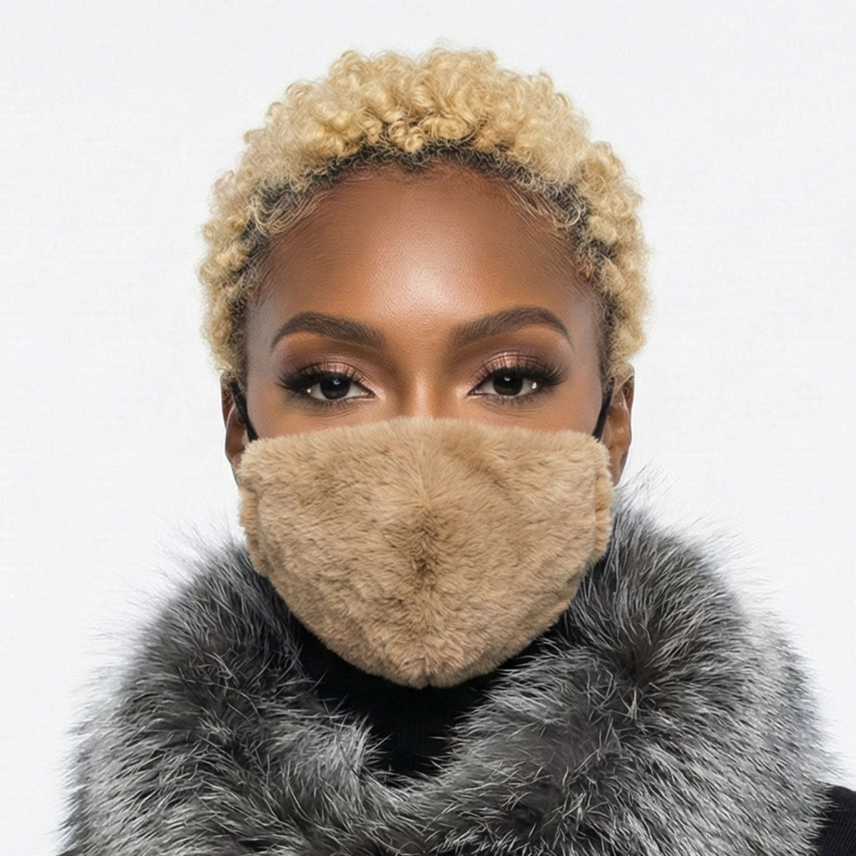 Light Brown Faux Fur Mask