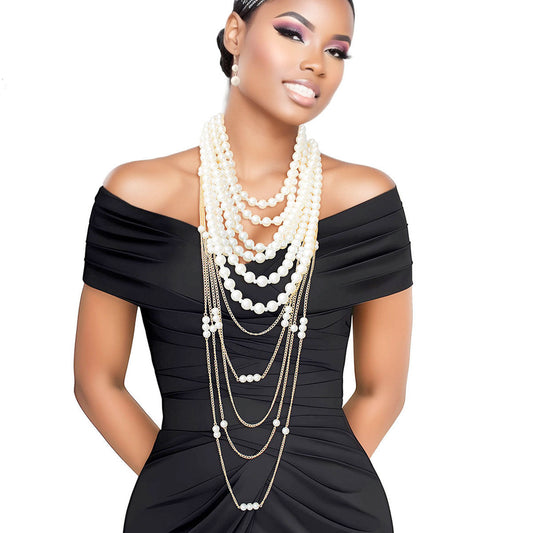Cream Pearl and Back Drape Necklace - Premium Wholesale Jewelry from Pinktown - Just $27! Shop now at chiquestyles