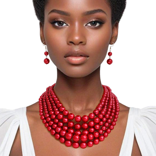 Pearl Necklace 5 Layer Polished Pearl Set Women - Premium Wholesale Jewelry from Pinktown - Just $19! Shop now at chiquestyles