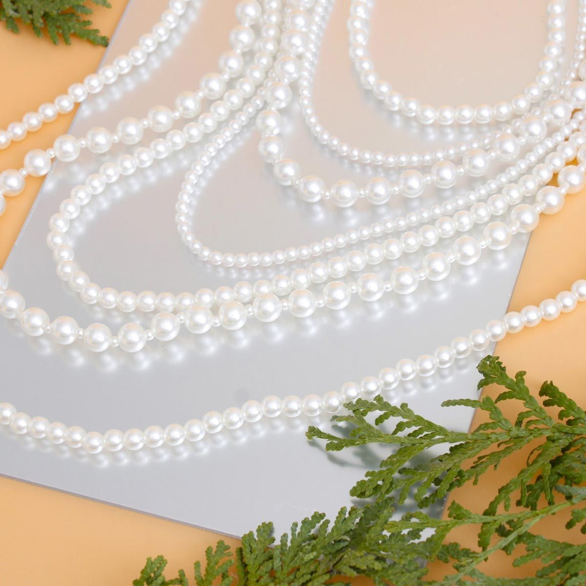 Pearl Necklace White 7 Strand Long Set for Women - Premium Wholesale Jewelry from Pinktown - Just $22! Shop now at chiquestyles