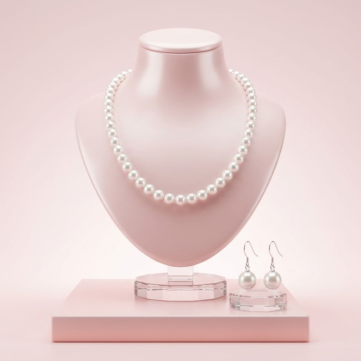 8mm White Glass Pearl with Hand Knot Necklace