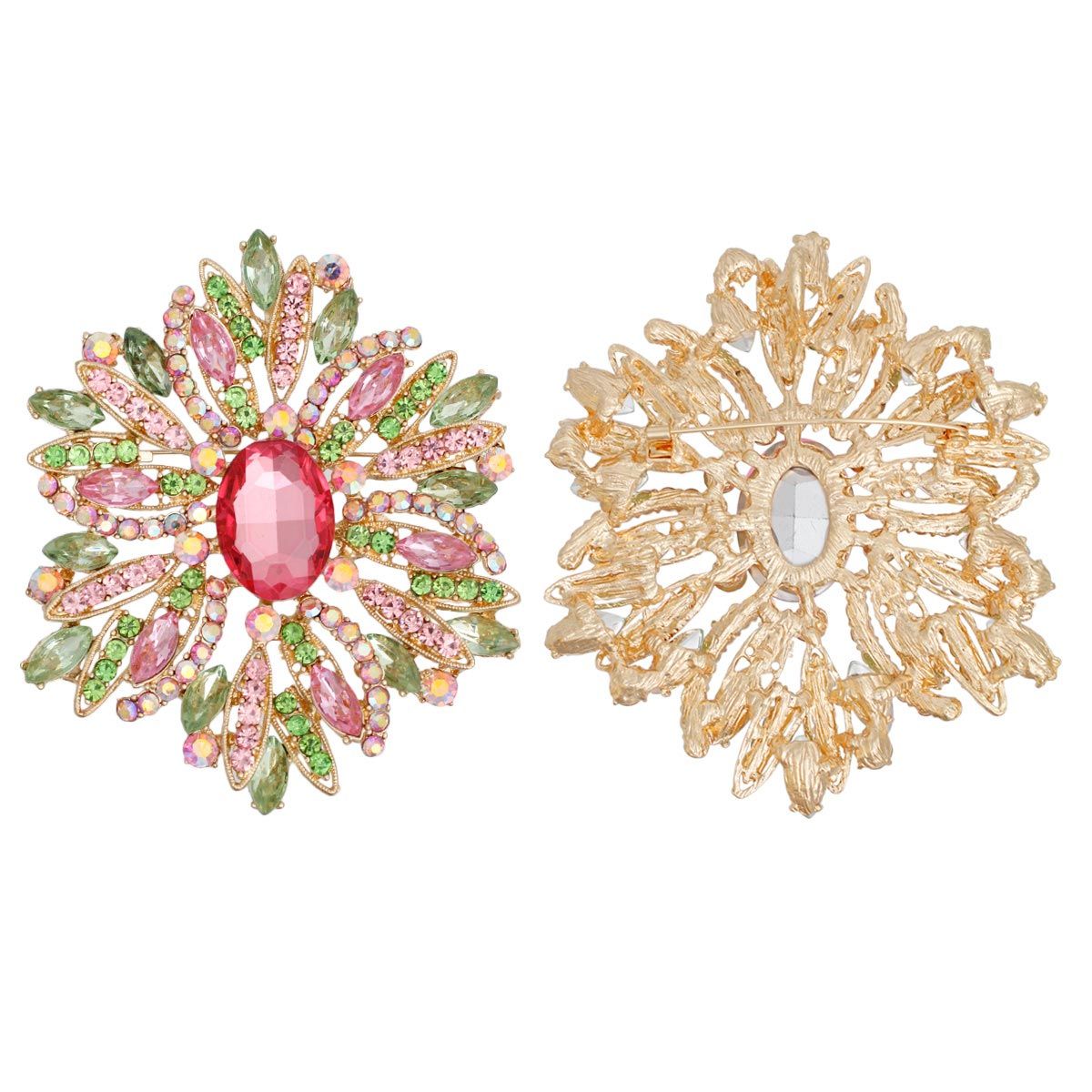 AKA Pink Green Marquise Crystal XL Brooch Women - Premium AKA Sorority Paraphernalia from Pinktown - Just $17! Shop now at chiquestyles