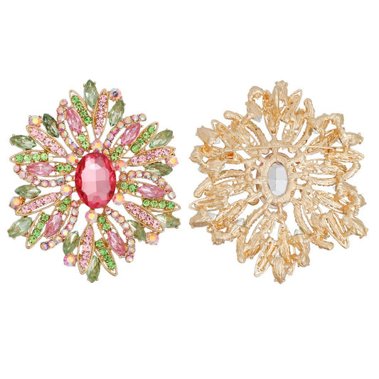 AKA Pink Green Marquise Crystal XL Brooch Women - Premium AKA Sorority Paraphernalia from Pinktown - Just $17! Shop now at chiquestyles