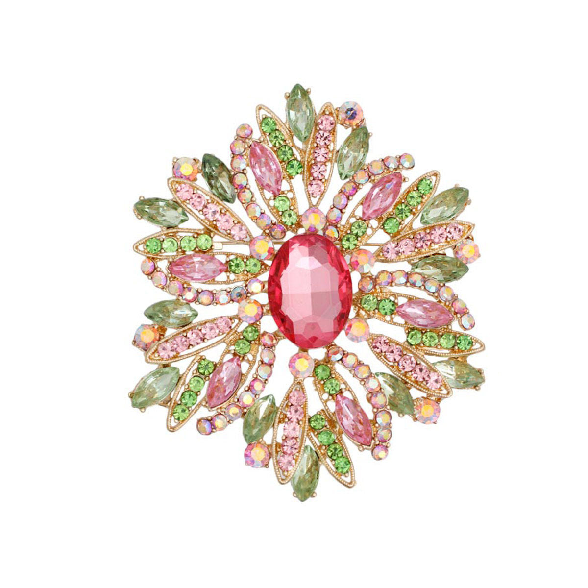 AKA Pink Green Marquise Crystal XL Brooch Women - Premium AKA Sorority Paraphernalia from Pinktown - Just $17! Shop now at chiquestyles