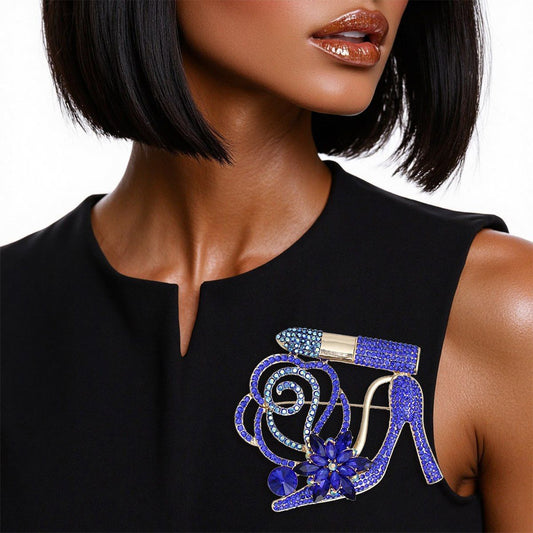 Luminous Lipstick High Heel Blue Brooch