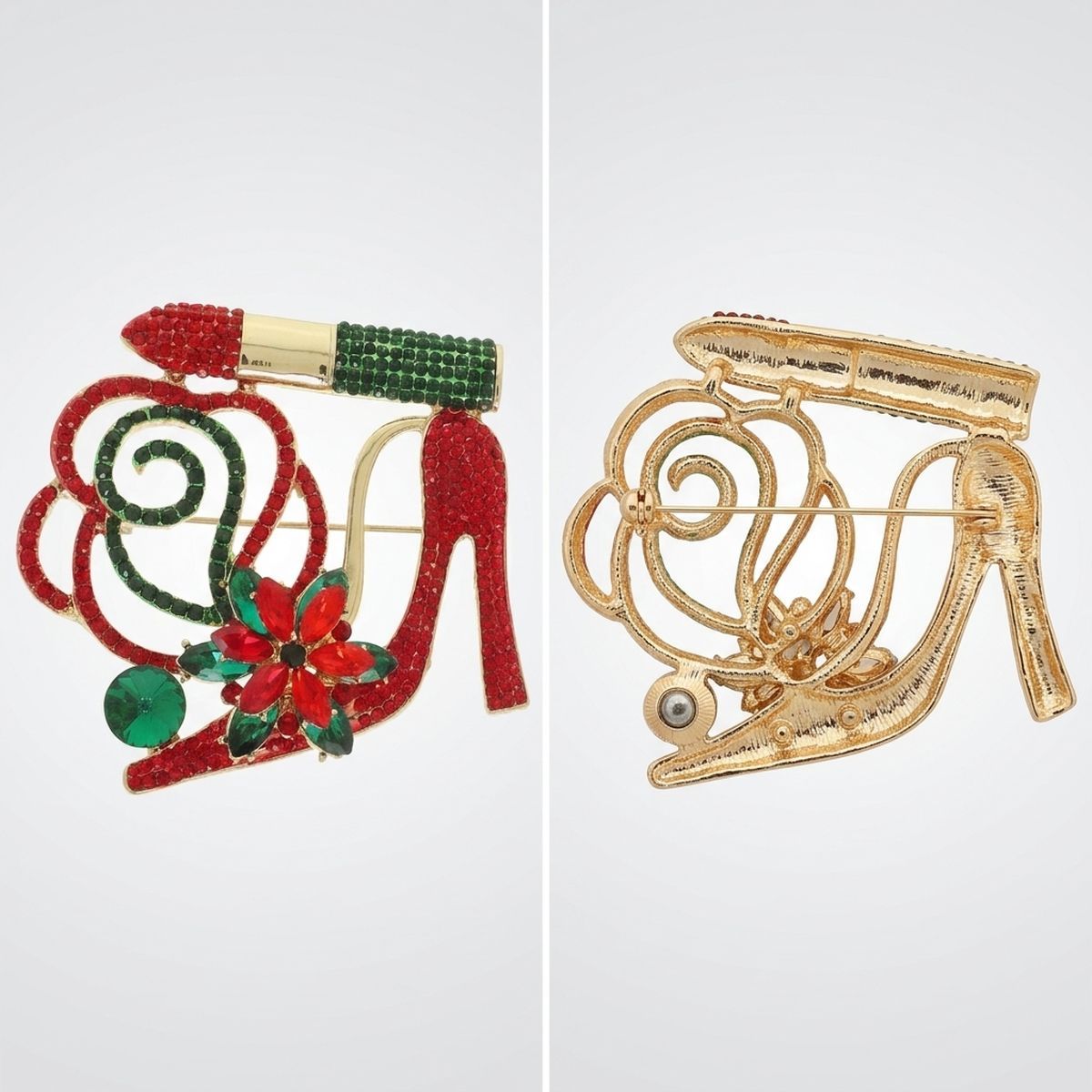 Holiday Luminous Lipstick High Heel Xmas Brooch