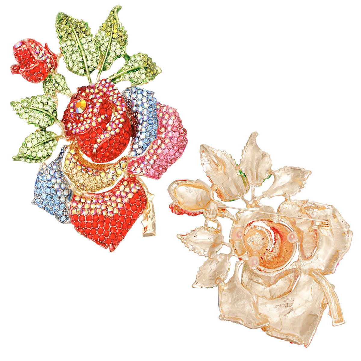 Brooch Rose Stoned Bloom Multicolor XL Pin Women - Premium Wholesale Jewelry from Pinktown - Just $50! Shop now at chiquestyles